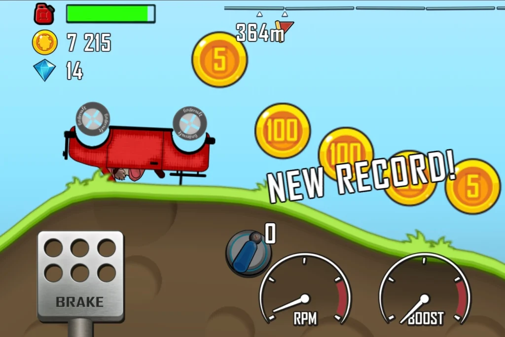 Hill Climb Racing download for PC showing game interface