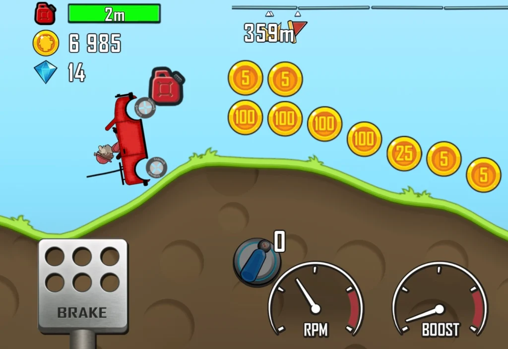 Hill Climb Racing old version gameplay on Android device
