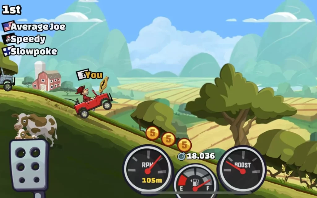 Hill Climb Racing 2 Mod APK – racing uphill with upgraded vehicle on mountain track